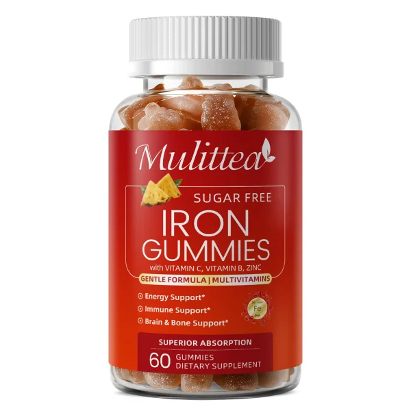Sugar Free Iron Gummies-Multiple Vitamins Energy Support Immune, Brain & Bone Support