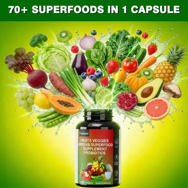 Fruits and Veggies Supplement-Balance of Over 70 Fruit Vegetable with Probiotics Prebiotics