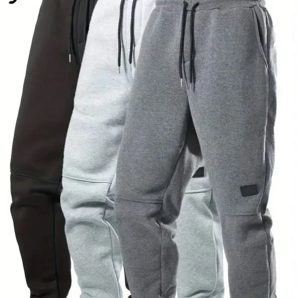 3pcs Men's Plus Size Sweatpants, With Pockets,