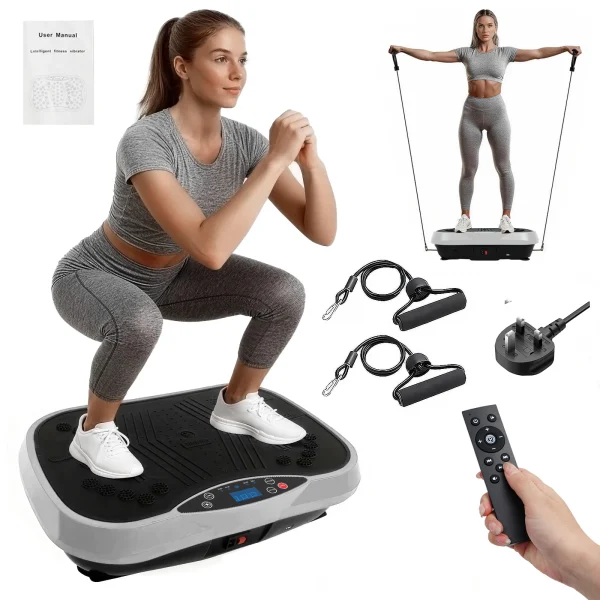 Portable Vibration Plate Exercise Machine Full-Body Workout with Resistance Bands