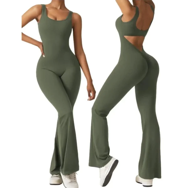 Flare Jumpsuits Sexy Backless Tank Top, Pants unitard Sportsuit