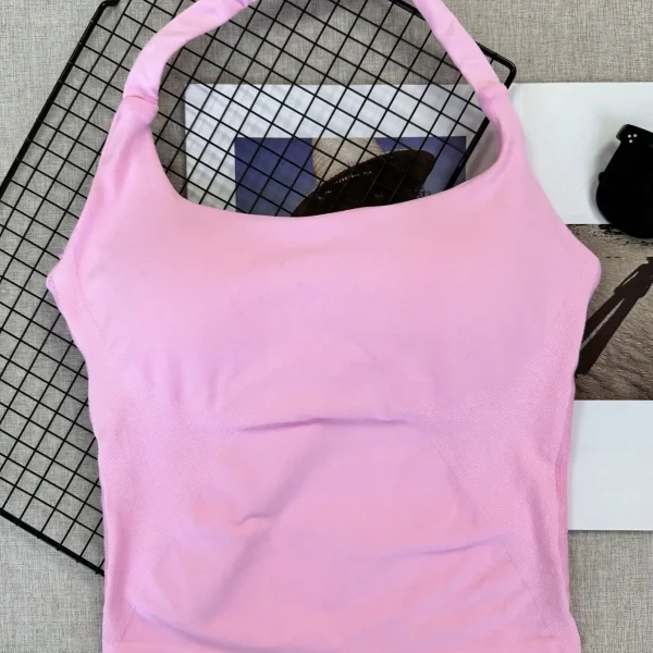 Seamless Long Camisole Sports Tank Top, Built-In Removable Padded Bra
