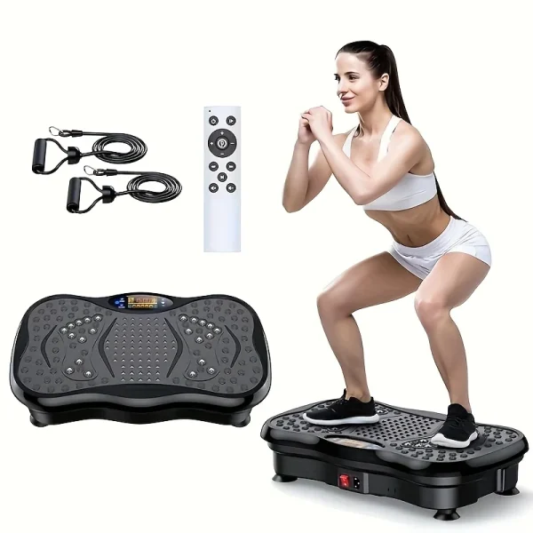 Exercise Machine with Resistance Bands Vibration Platform for Full-Body Workout USB Powered