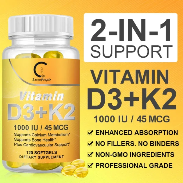 Organic D3K2 Capsules Teeth Skeletal Heart Health